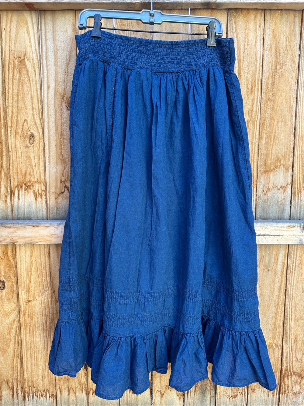 American Eagle Outfitters Navy Blue Maxi Skirt with Ruffle Hem - Picture 3 of 3